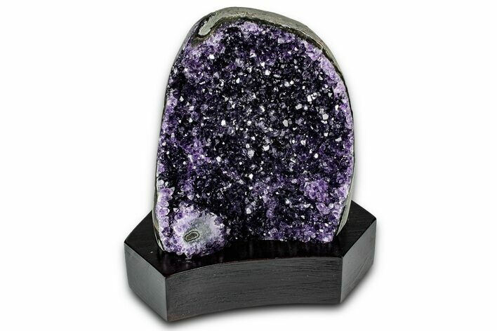Deep Purple Amethyst Geode With Wood Base - Uruguay #342794